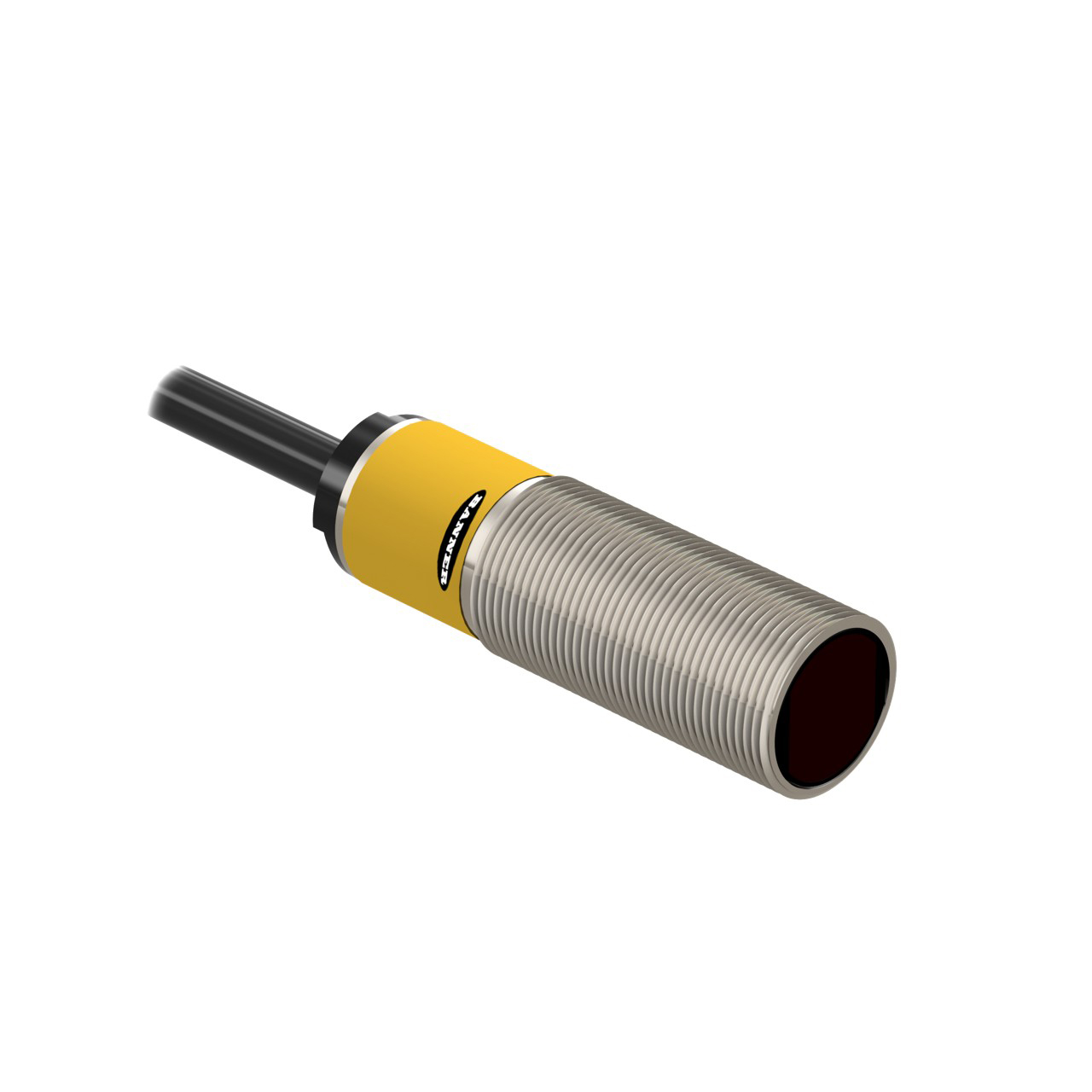 Banner Engineering Photoelectric Sensor; Diffuse; 18mm Barrel; 100m Range; 10-30VDC; PNP; LO/DO Configurable; 30 ft. Potted Cable